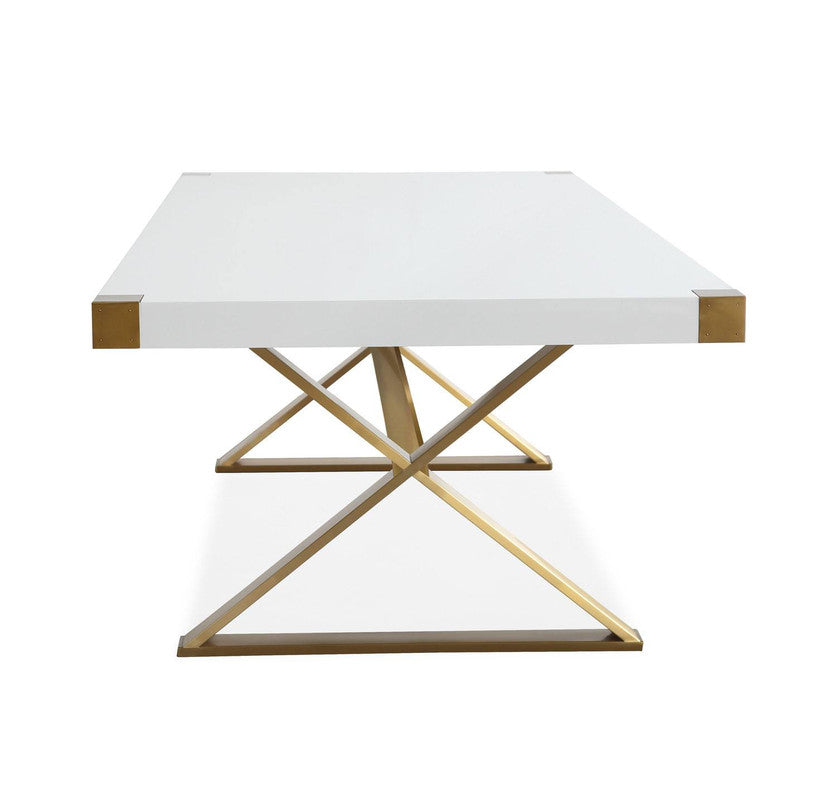 Zinna 95" Dining Table - White / Gold