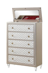 Galaxy Home Tiffany 5 Drawer Chest made with Wood Ivory & Champagne Gold Wood