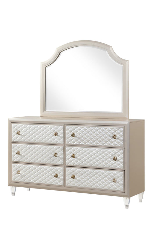 Galaxy Home Tiffany Dresser made with Wood Ivory & Champagne Gold Wood