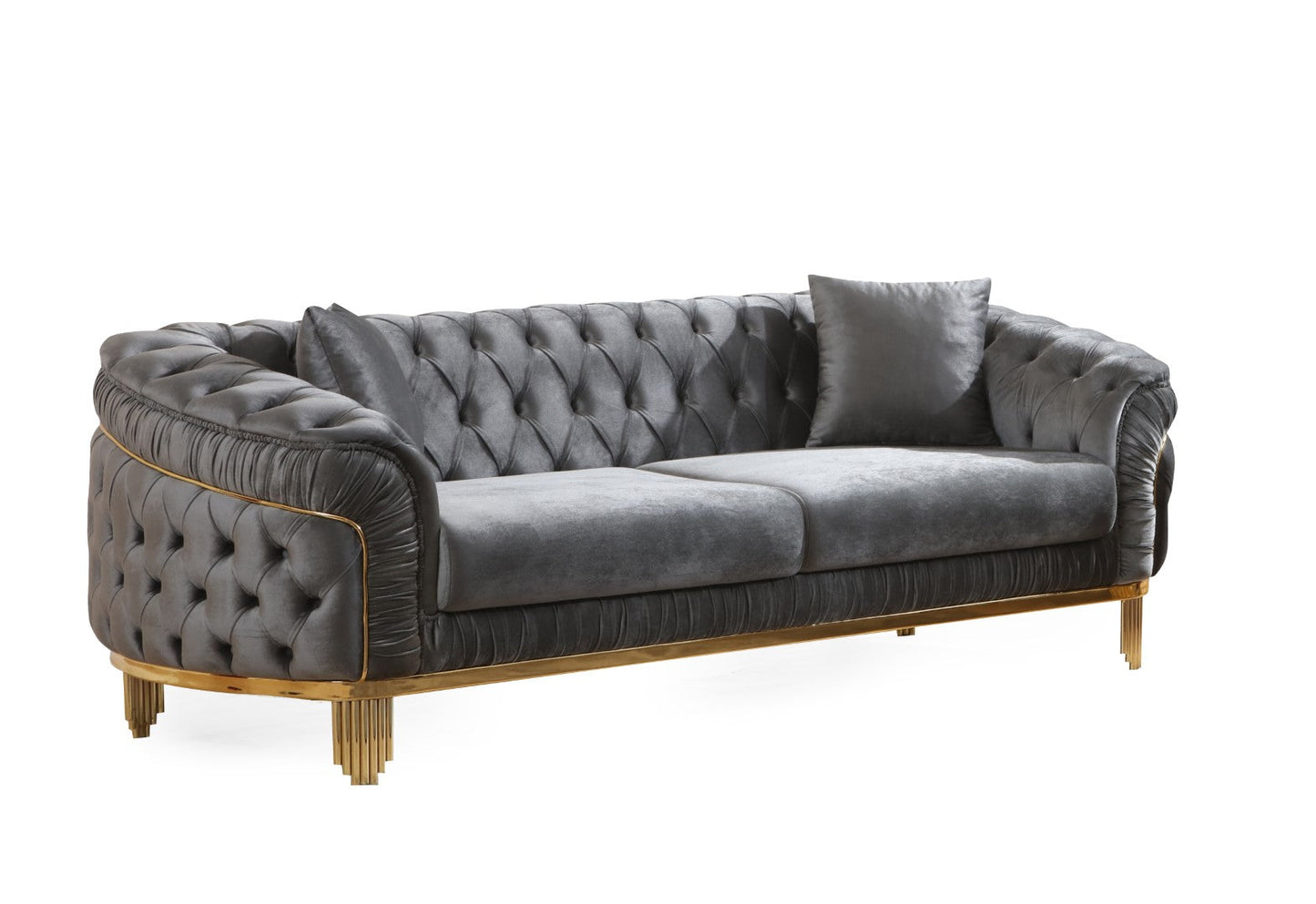 Vanessa Tufted Upholstery Sofa finished with Velvet Fabric