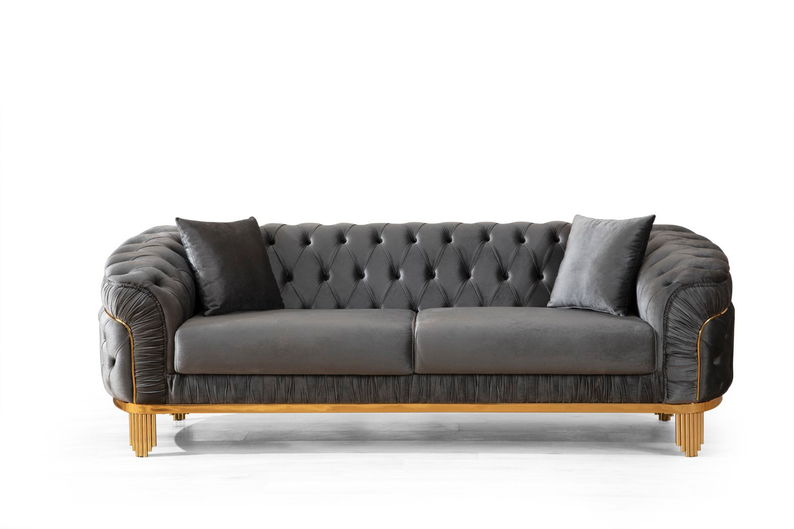 Galaxy Home Vanessa Tufted Upholstery Sofa finished with Velvet Fabric Gray Velvet