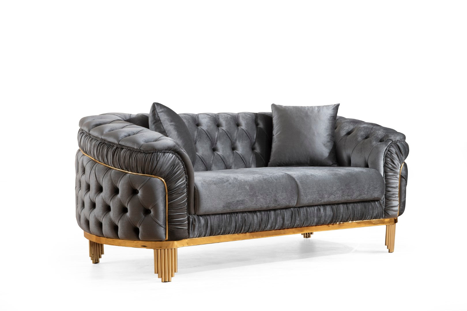 Galaxy Home Vanessa Tufted Upholstery Loveseat finished with Velvet Fabric Gray Velvet