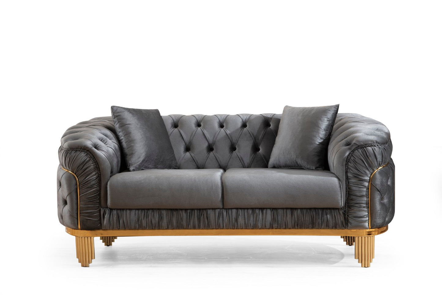 Vanessa Tufted Upholstery Loveseat finished with Velvet Fabric