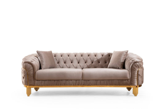 Vanessa Tufted Upholstery Sofa finished with Velvet Fabric