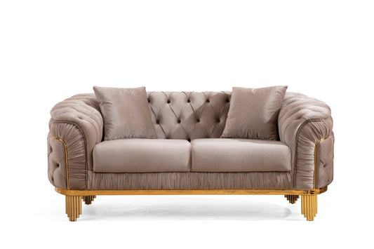 Vanessa Tufted Upholstery Loveseat finished with Velvet Fabric