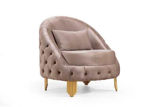 Galaxy Home Vanessa Tufted Upholstery Chair finished with Velvet Fabric Cappuccino Velvet