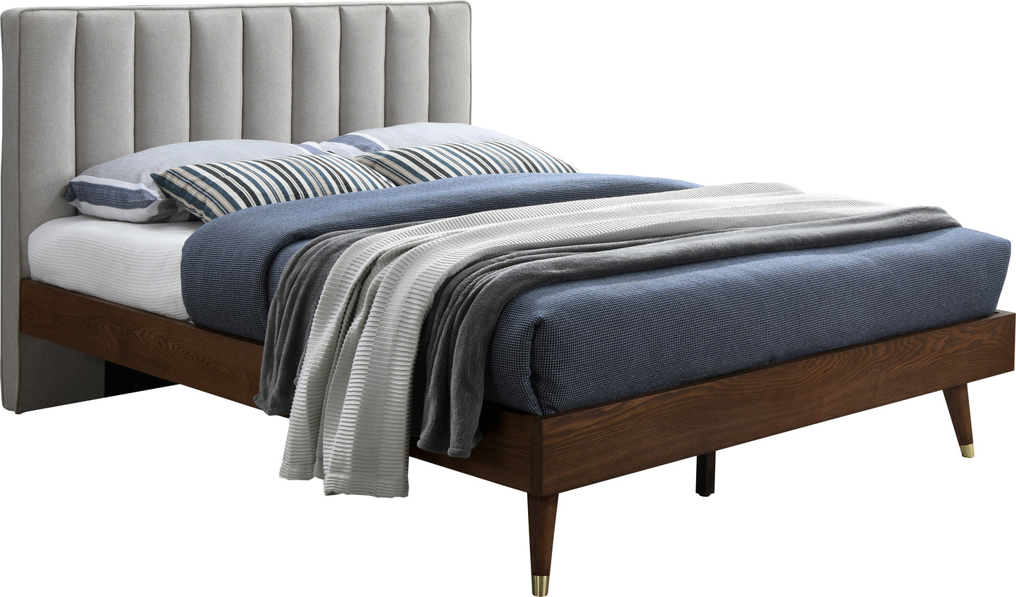 Vance Beige Linen Fabric King Bed (3 Boxes)