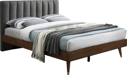 Vance Grey Linen Fabric King Bed (3 Boxes)