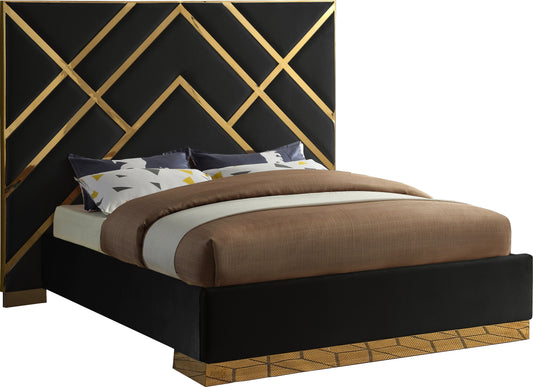 Vector Black Velvet King Bed