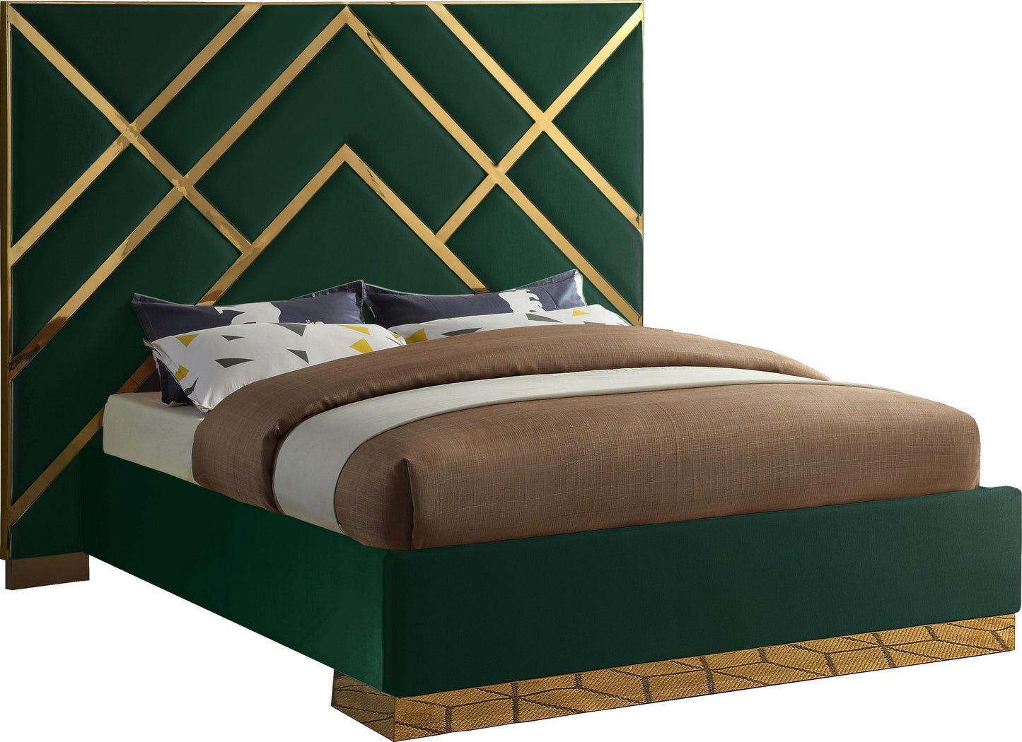 Vector Green Velvet King Bed