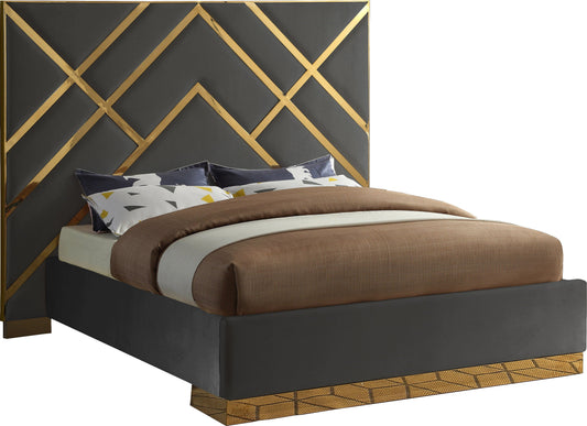 Vector Grey Velvet King Bed