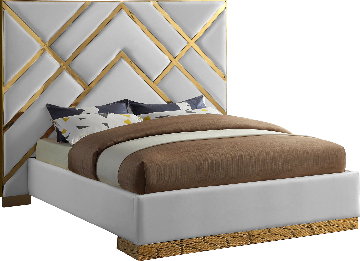 Vector White Faux Leather King Bed