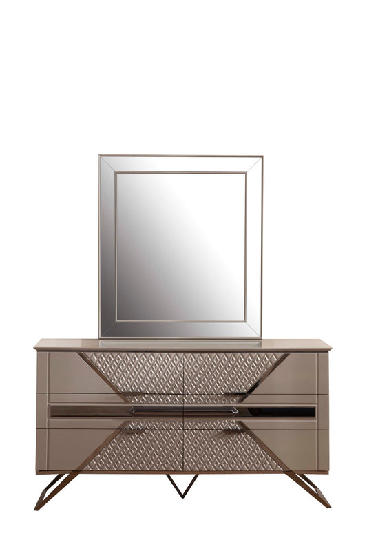Galaxy Home Wendy Mirror Framed Dresser made with Wood Gray Wood