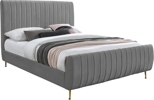 Zara Grey Velvet King Bed (3 Boxes)