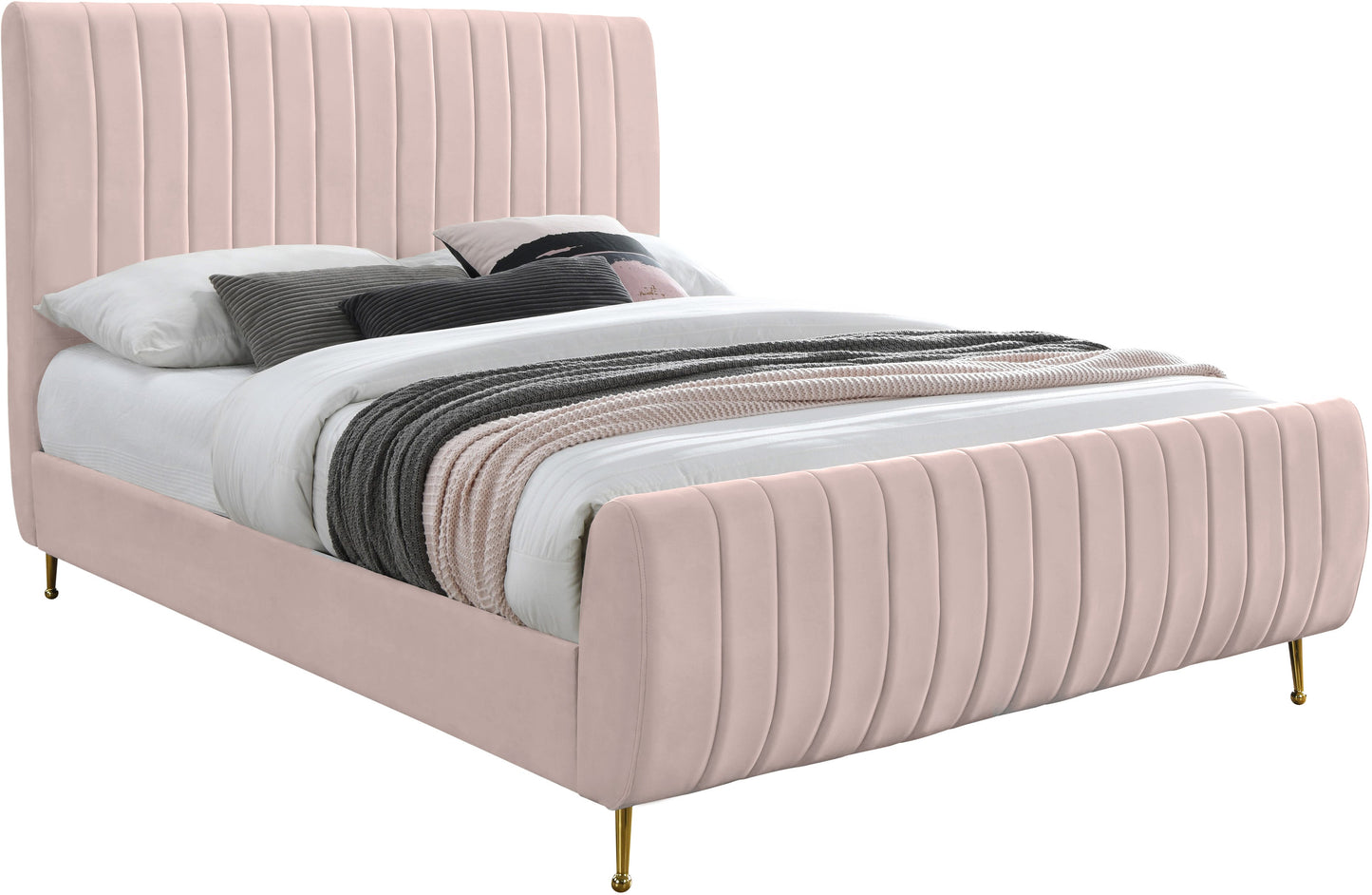 Zara Pink Velvet Full Bed (3 Boxes)