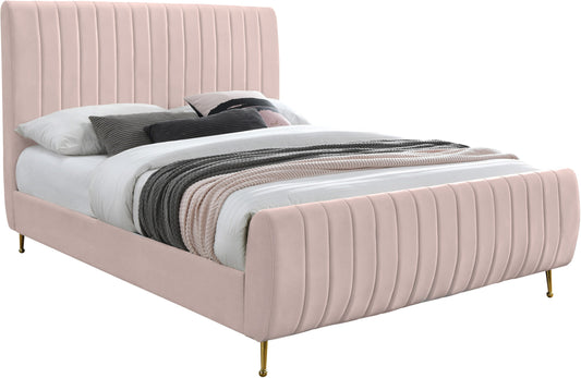 Zara Pink Velvet King Bed (3 Boxes)