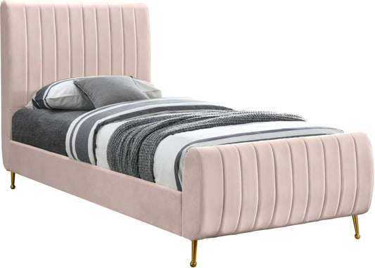 Zara Pink Velvet Twin Bed (3 Boxes)