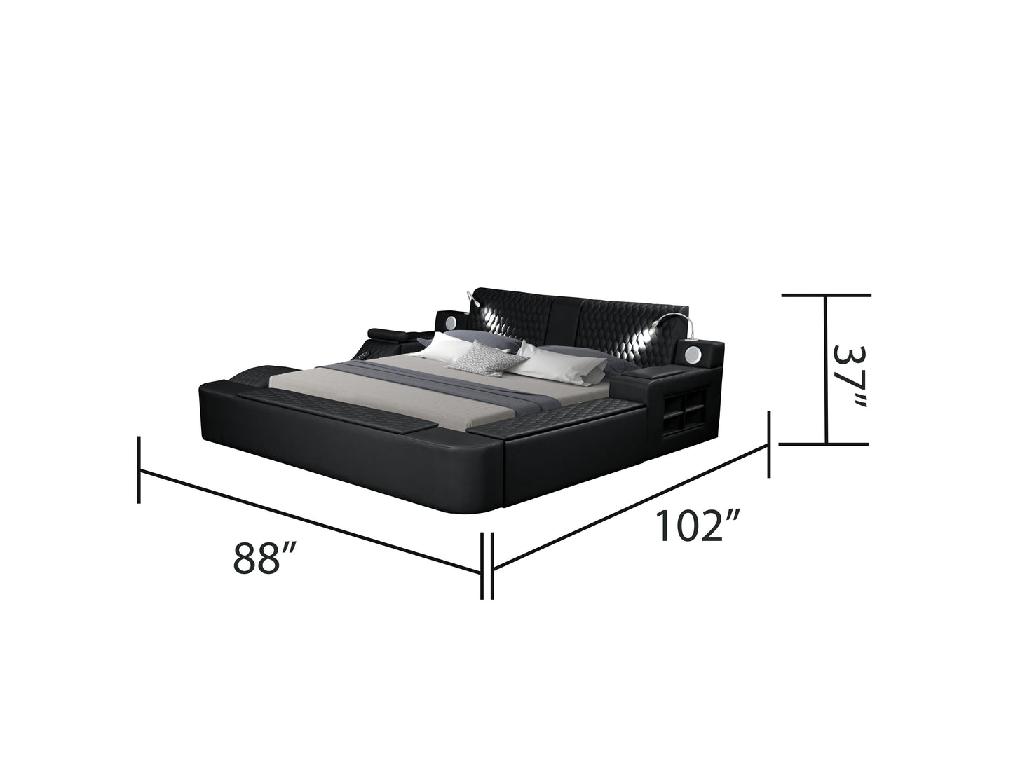 Zoya Smart Multifunctional Queen Size Bed Made with Wood