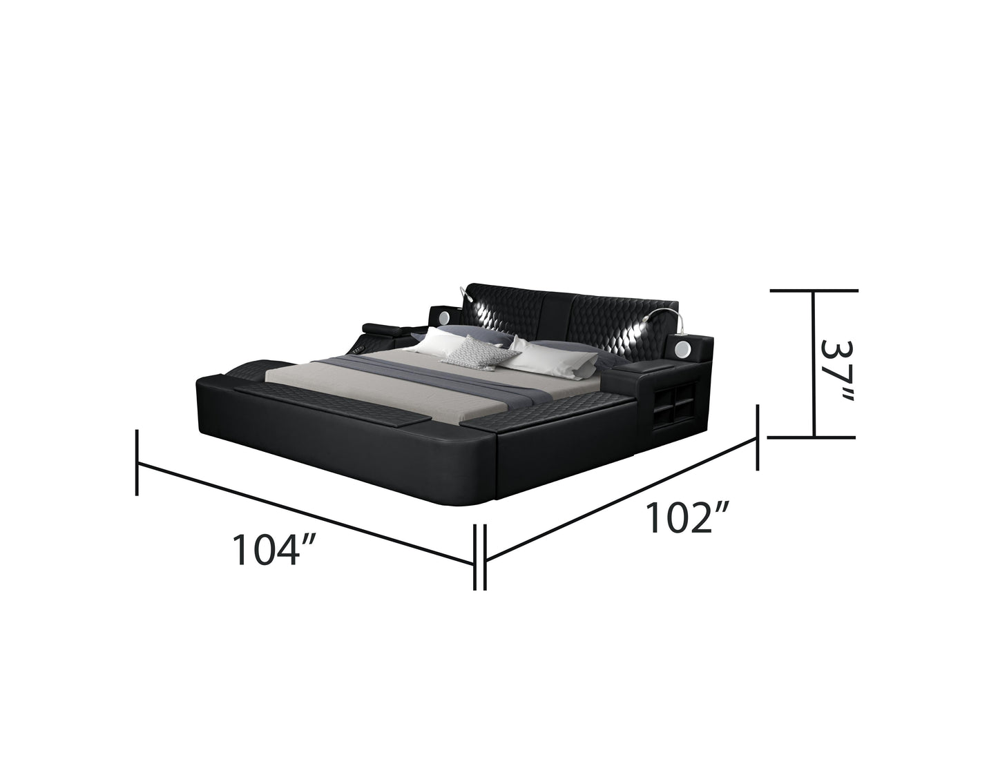 Zoya Smart Multifunctional King Size Bed Made with Wood