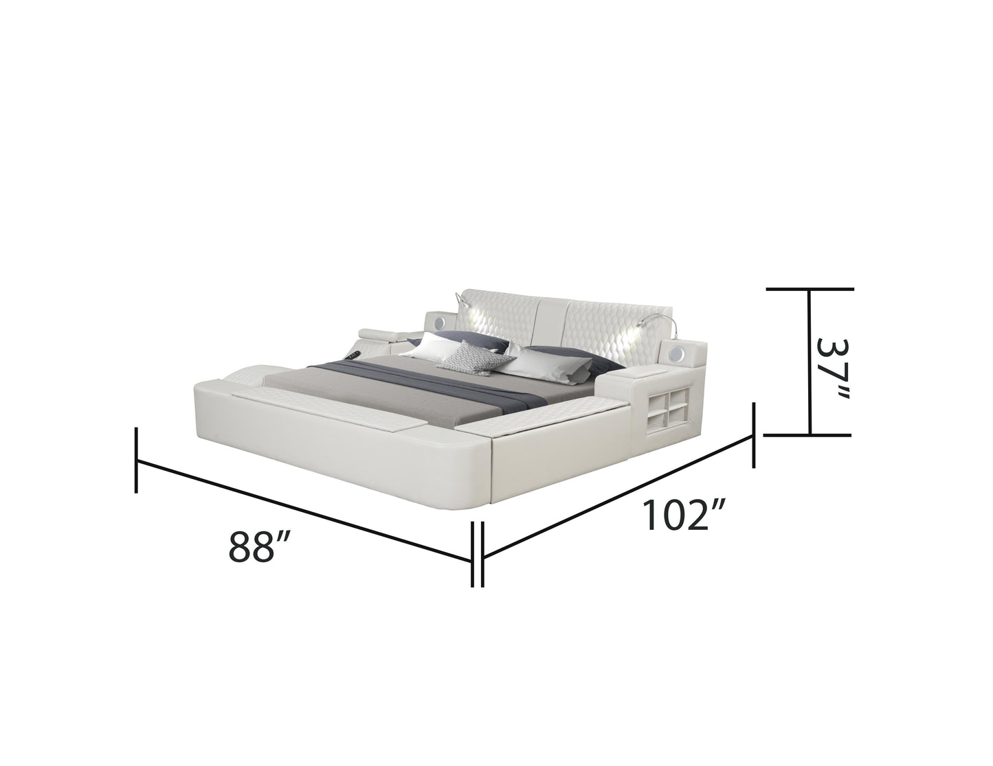 Zoya Smart Multifunctional Queen Size Bed Made with Wood