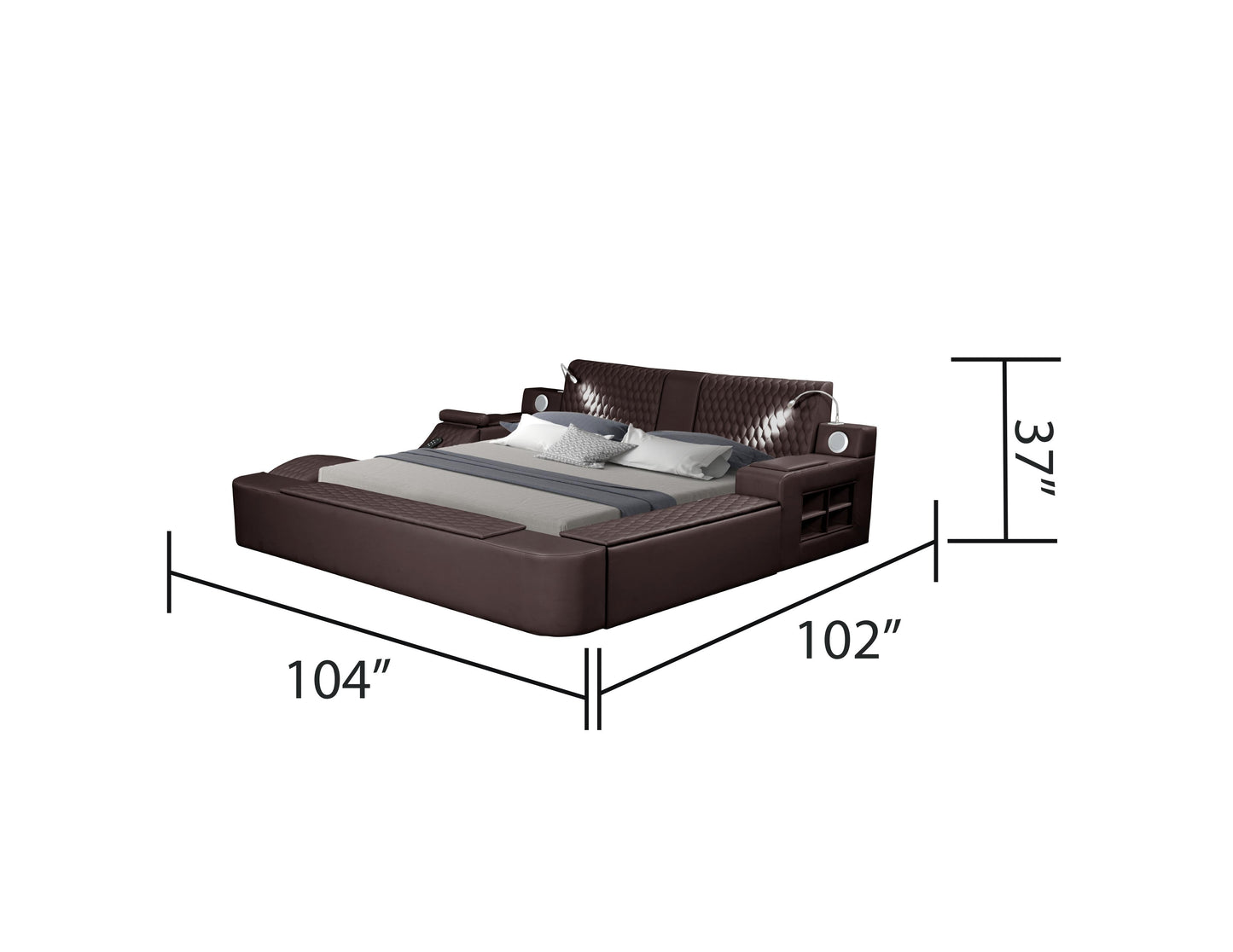 Zoya Smart Multifunctional King Size Bed Made with Wood