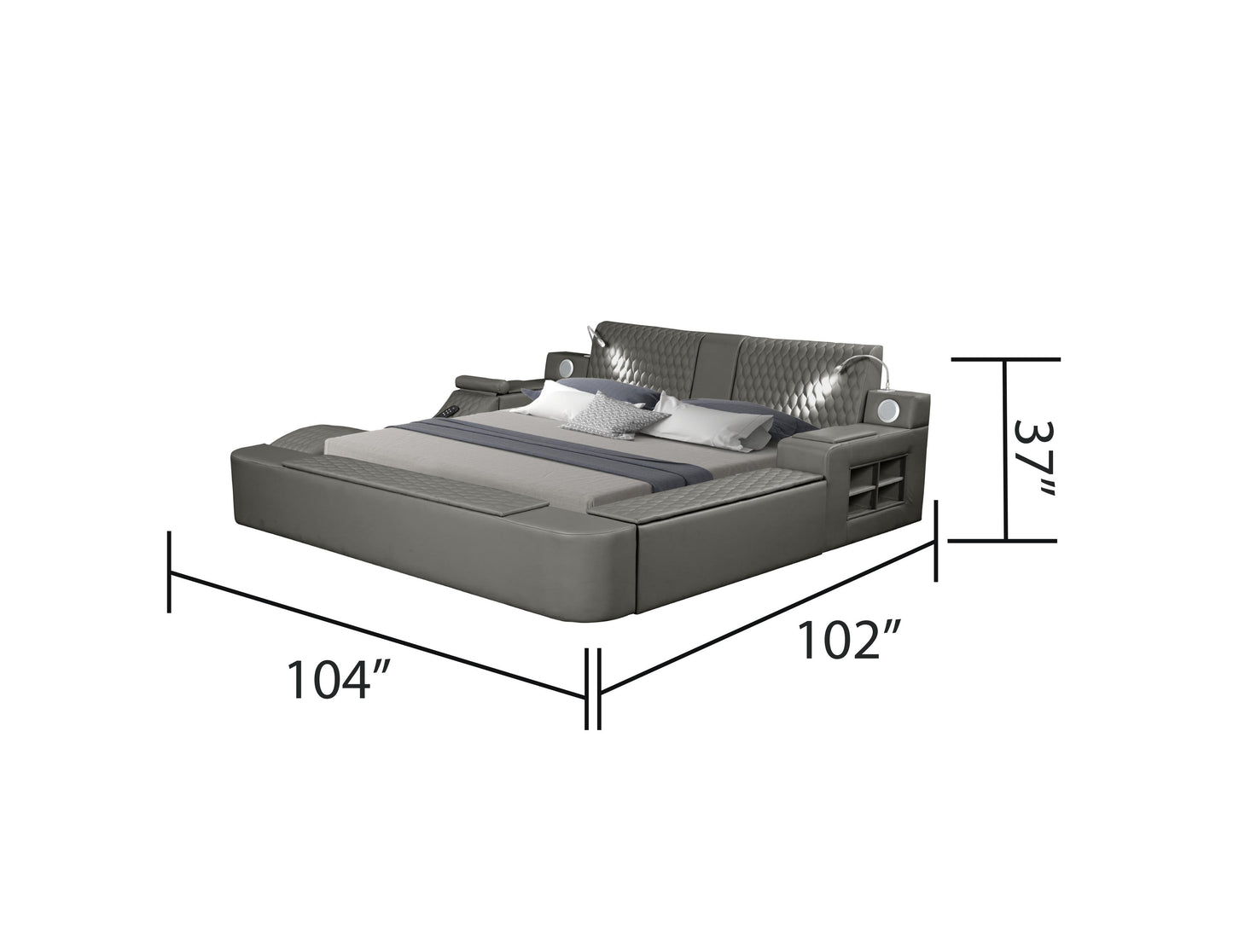 Zoya Smart Multifunctional King Size Bed Made with Wood