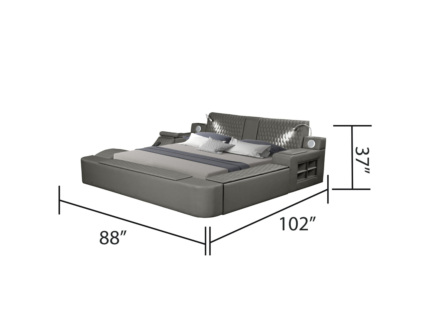 Zoya Smart Multifunctional Queen Size Bed Made with Wood