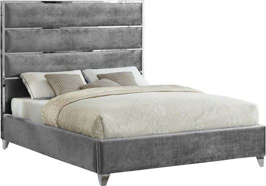 Zuma Grey Velvet Full Bed