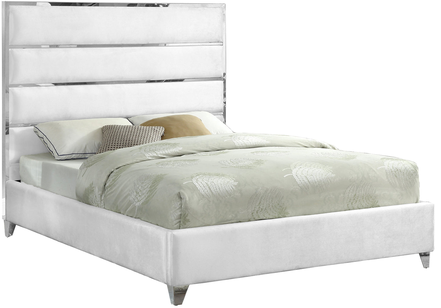 Zuma White Velvet Full Bed