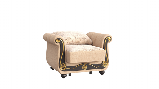 Americana Upholstered Convertible Armchair with Storage Beige