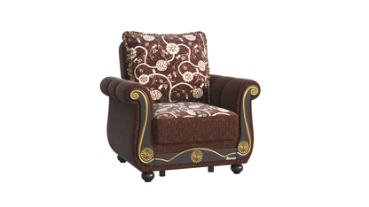 Americana Upholstered Convertible Armchair with Storage Brown