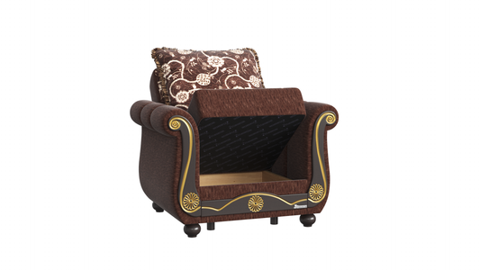 Americana Upholstered Convertible Armchair with Storage Brown