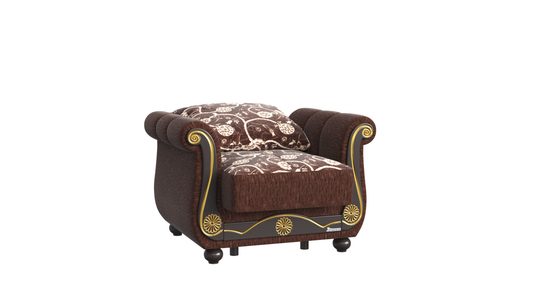 Americana Upholstered Convertible Armchair with Storage Brown