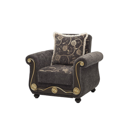 Americana Upholstered Convertible Armchair with Storage Grey