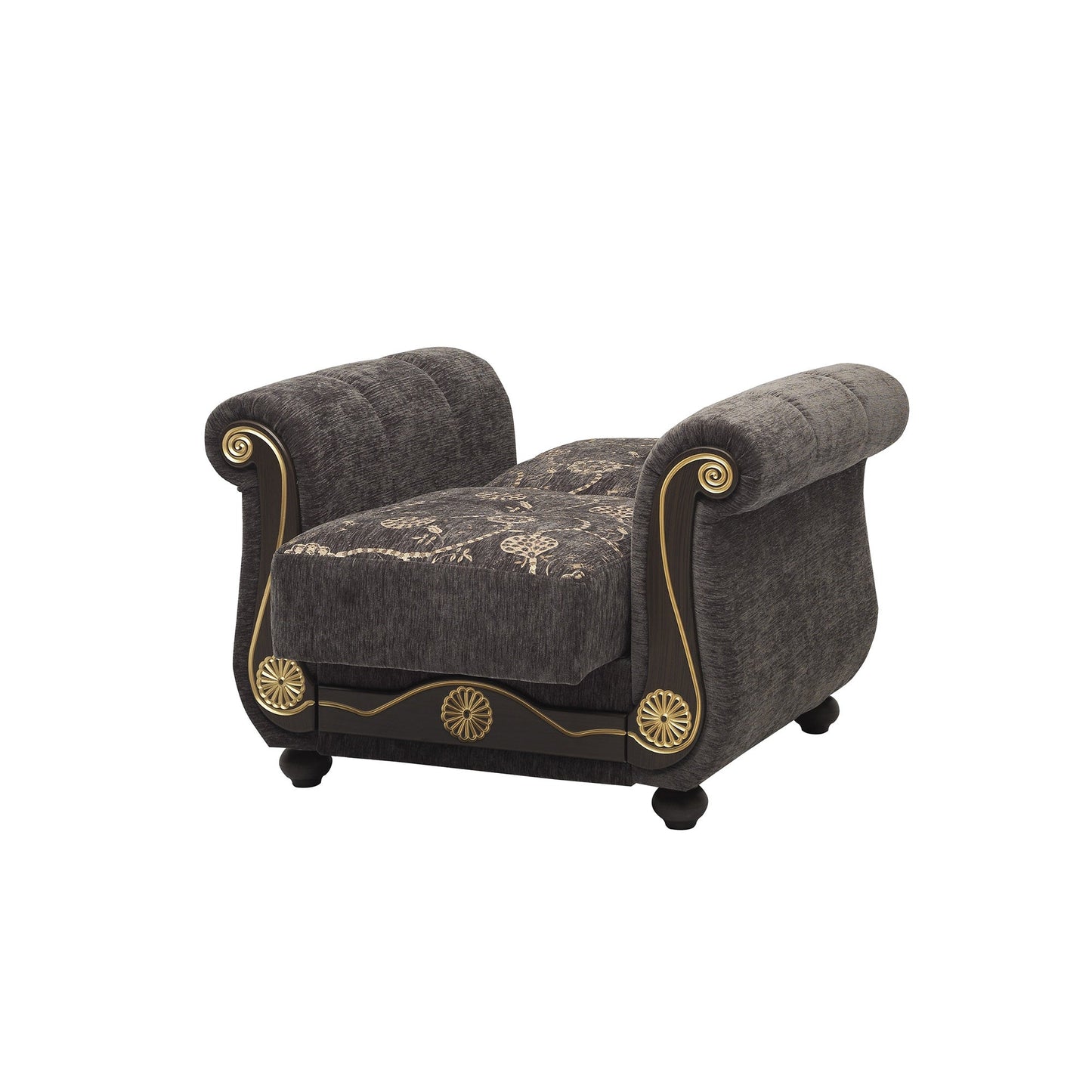 Americana Upholstered Convertible Armchair with Storage Grey