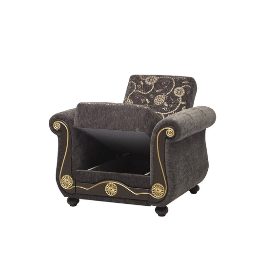 Americana Upholstered Convertible Armchair with Storage Grey