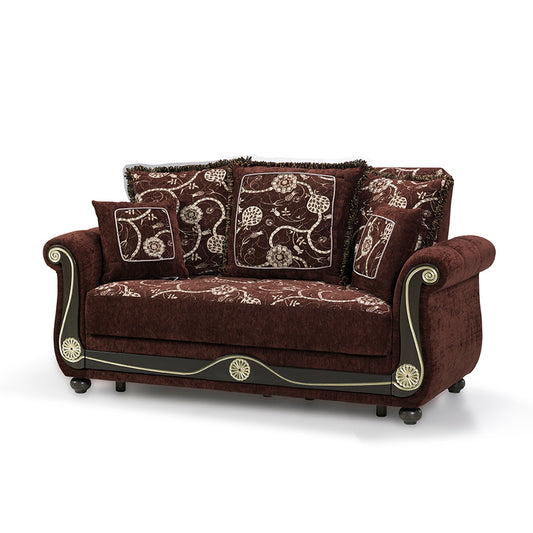 Americana Upholstered Convertible Loveseat with Storage Brown