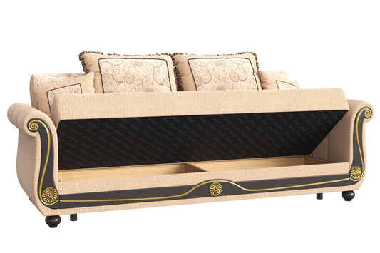 Americana Upholstered Convertible Sofabed with Storage Beige
