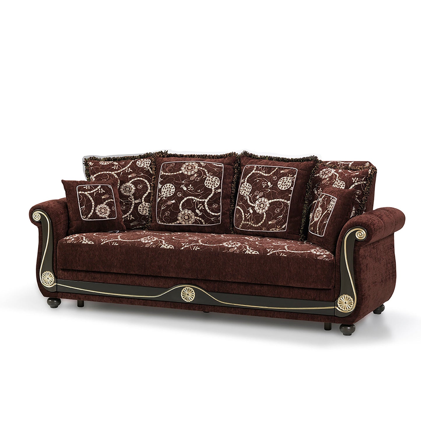 Americana Upholstered Convertible Sofabed with Storage Brown