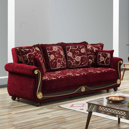 Americana Upholstered Convertible Sofabed with Storage Burgundy