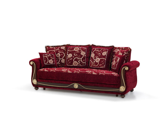 Americana Upholstered Convertible Sofabed with Storage Burgundy