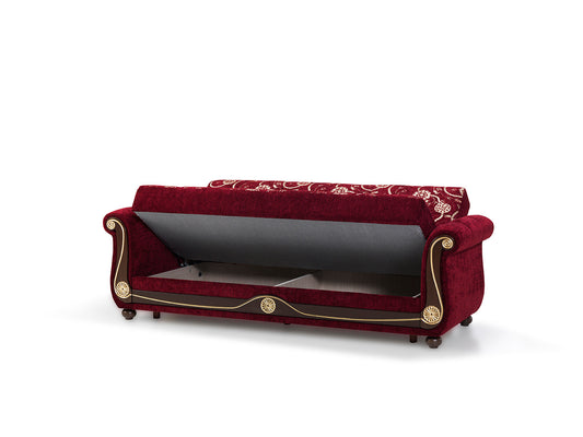 Americana Upholstered Convertible Sofabed with Storage Burgundy