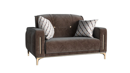 Angel Upholstered Convertible Loveseat with Storage Brown