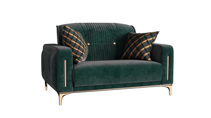 Angel Upholstered Convertible Loveseat with Storage Green