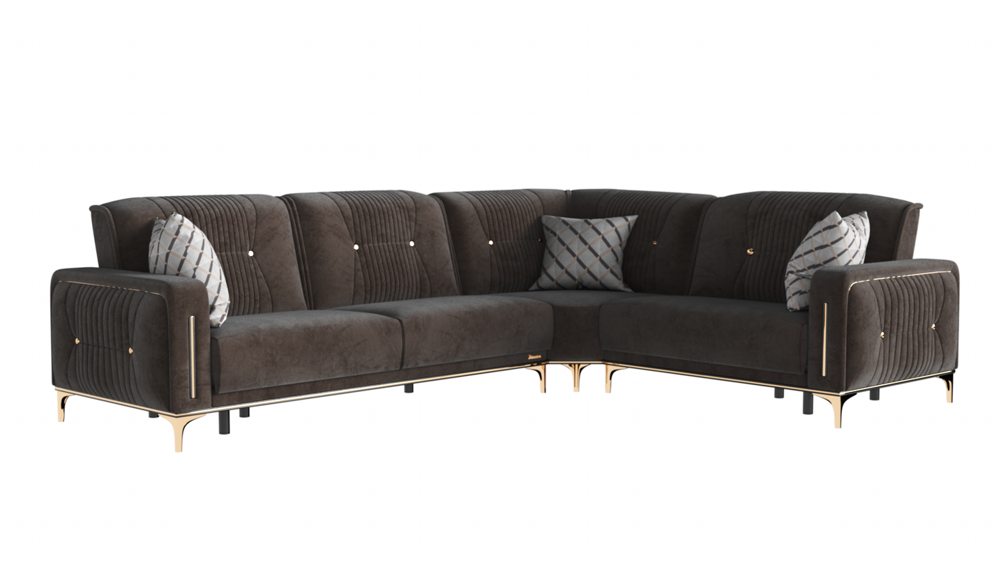 Angel Upholstered Convertible Sectional with Storage Brown