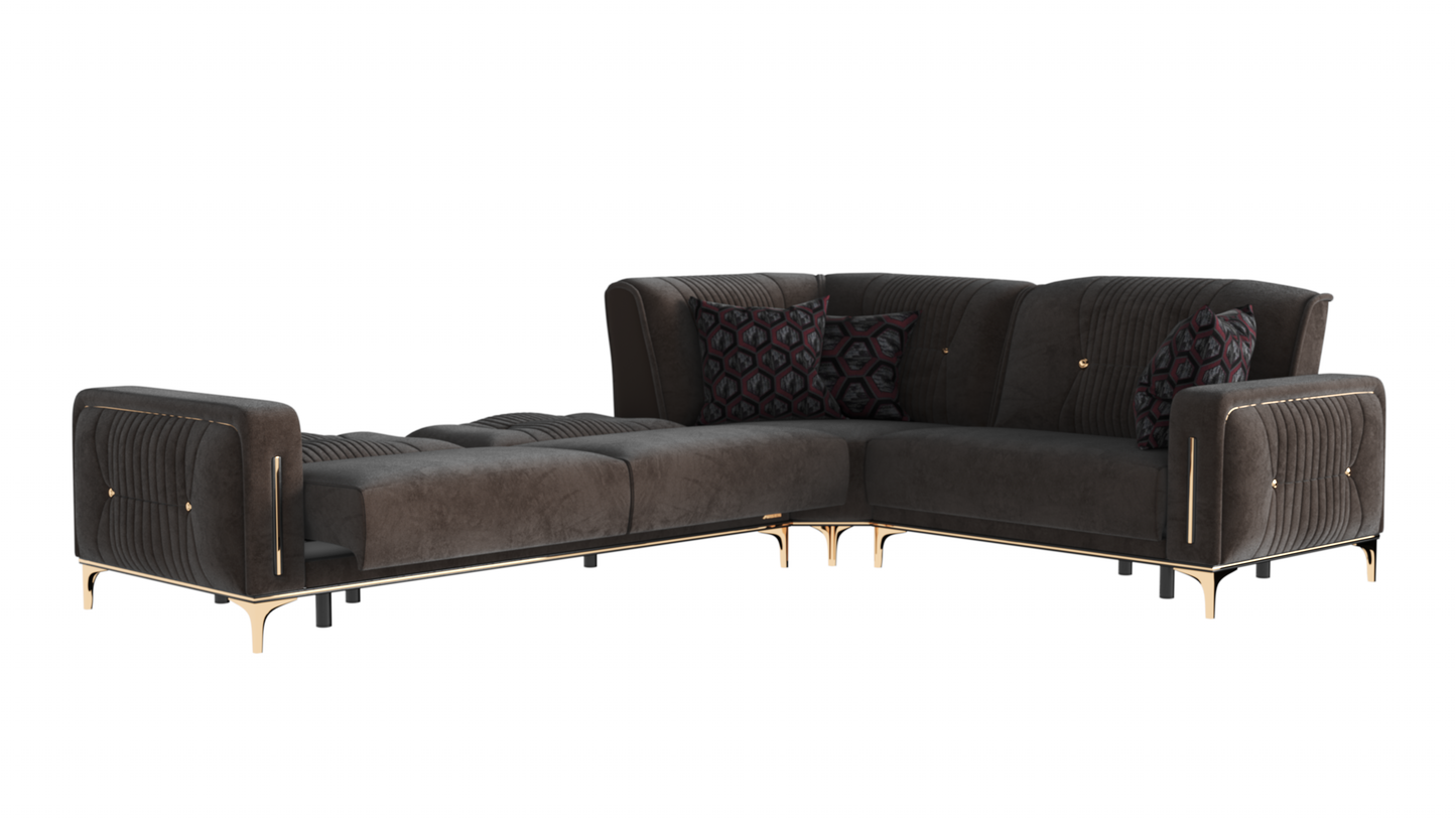 Angel Upholstered Convertible Sectional with Storage Brown