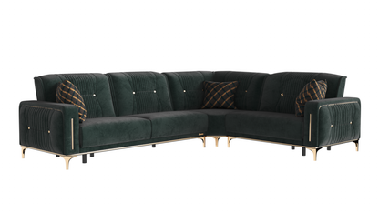 Angel Upholstered Convertible Sectional with Storage Green