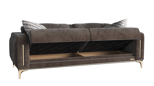 Angel Upholstered Convertible Sofabed with Storage Brown