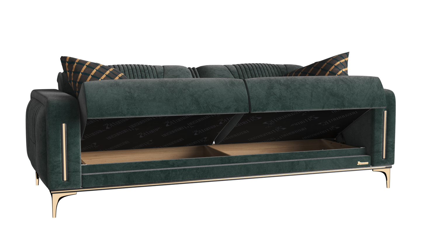 Angel Upholstered Convertible Sofabed with Storage Green