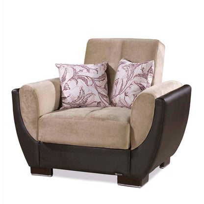 Armada Air Upholstered Convertible Armchair with Storage Beige/Brown-PU Chenille